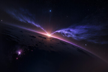 a close up of a galaxy with a star in the background,generative ai
