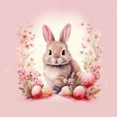Naklejka na ściany i meble Watercolor painting of easter bunny