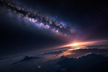a close up of a galaxy with a star in the background,generative ai