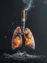 Highlighting the health risks of smoking: An impactful visual on lung cancer and the negative effects of tobacco use, promoting awareness and preventio
