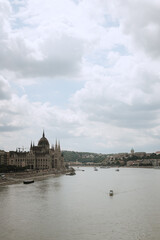 Parliament building and part of the city of Budapest. panoramic high quality photo