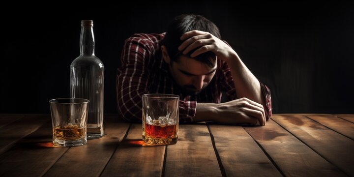 alcohol addiction concept close up