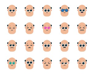 Bald face emoticons stickers cute