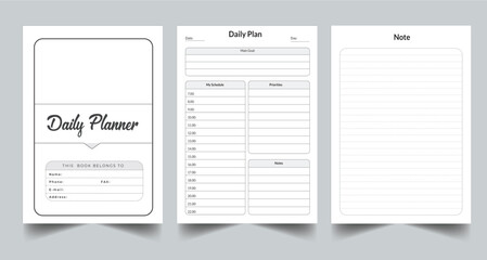 Editable Daily Planner Kdp Interior printable template Design.