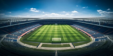 An aerial view of a soccer stadium