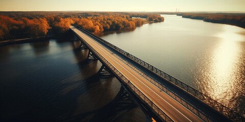 Bridge Over River Drone View