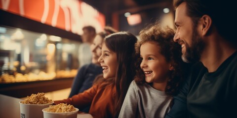 Obraz premium family is sitting movie theater