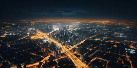 Foto op Canvas Night City.View From Above. Night City Lights © xartproduction