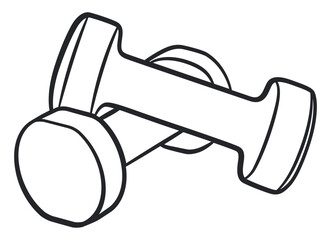 dumbbells pair contour drawing isolated - 710378921