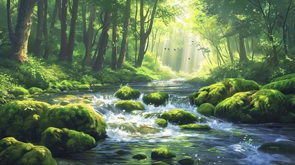 Rolgordijnen stream in the forest © Ahmad