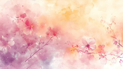 Watercolor floral background. Watercolor flowers. Wallpaper petals spring illustration.