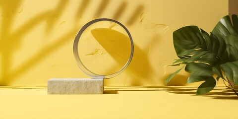 Modern Mirror on Yellow Background