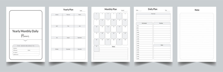 Editable Yearly Monthly Daily Planner Kdp Interior printable template Design.