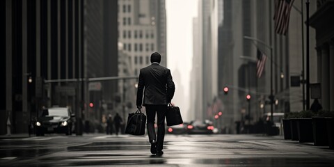 Silhouette of a businessman on a city street