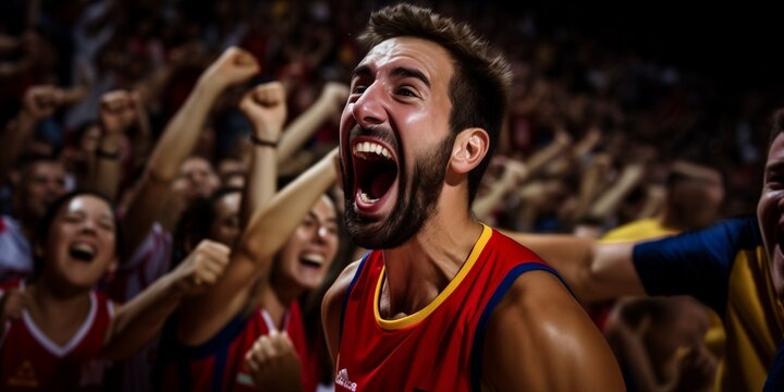 The athlete rejoices at the victory