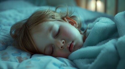 Peaceful Sleeping Toddler in Blue Blanket