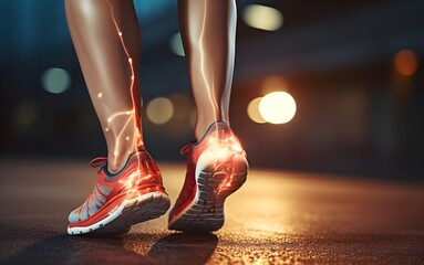 Running athletes suffer from muscle injuries leg pain ankle and foot pain. - obrazy, fototapety, plakaty