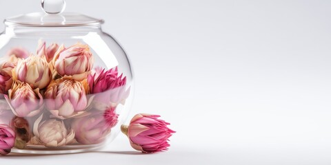 flower tea balls in a glass jar