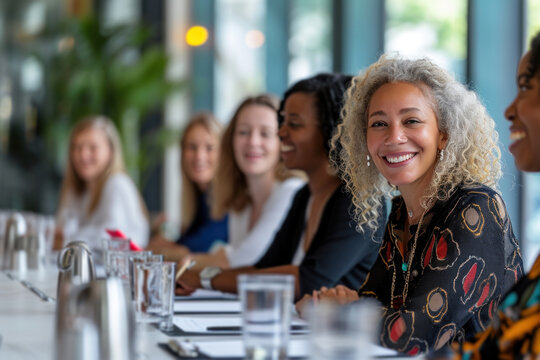 Multigenerational team of women at a productive business meeting. Successful collaboration.
