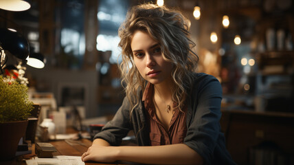 young woman at night