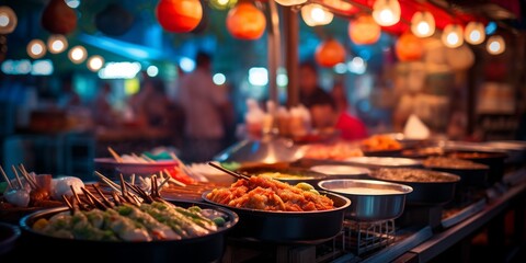Asian street food at night market
