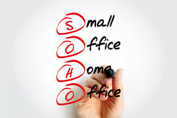 SOHO Small Office Home Office - category of business or cottage industry that involves from 1 to 10...