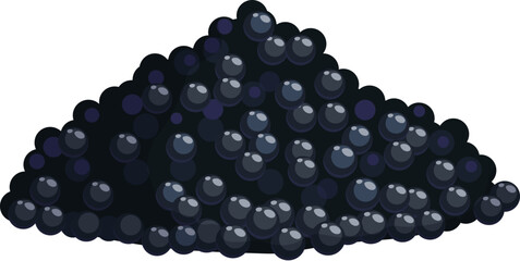 Black caviar, cartoon seafood and gourmet delicatessen dish or product, isolated vector. Sturgeon caviar for seafood cuisine restaurant or sushi bar menu, sea food cooking and fish market product