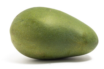 Fresh organic green mango delicious fruit side view isolated on white background clipping path