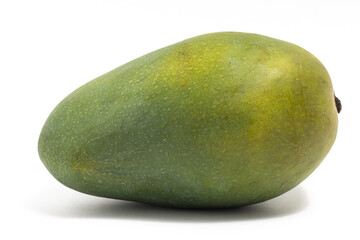 Fresh organic green mango delicious fruit side view isolated on white background clipping path
