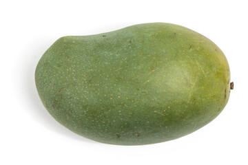 Fresh organic green mango delicious fruit flat lay isolated on white background clipping path