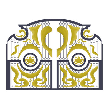 Golden blue metal gate