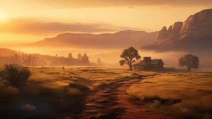 Fototapeta na wymiar Desert Sunset landscape beautiful wallpaper