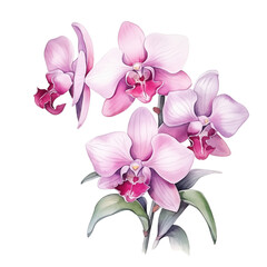 Fototapeta na wymiar Orchid watercolor isolated on transparent background