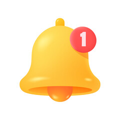 Notification bell icon. The golden alert bell is shaking to alert the upcoming schedule.