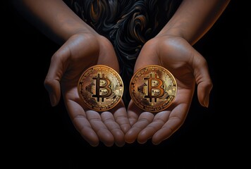 Bitcoin cryptocurrency is in hand