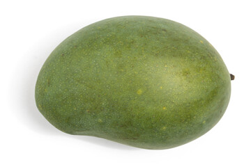 Fresh organic green mango delicious fruit flat lay isolated on white background clipping path