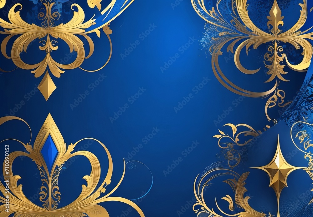 Fototapete dark blue purple and gold luxury line overlap layered abstract background, with lighting effect and 