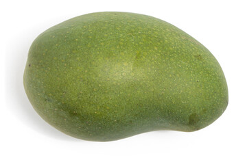 Fresh organic green mango delicious fruit flat lay isolated on white background clipping path