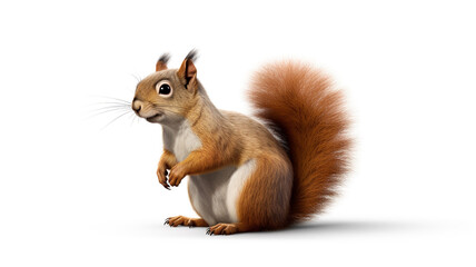 Squirrel sitting Isolated on white background