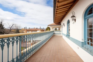 Foto op Canvas spanish villa terrace with iron railing and tiles © studioworkstock