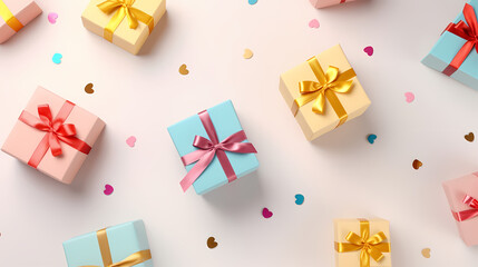 Obraz premium Gift box background with copy space for Christmas gifts, holidays or birthdays