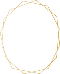 Gold geometric frame illustration on transparent background.