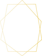 Fototapeta na wymiar Gold geometric frame illustration on transparent background.