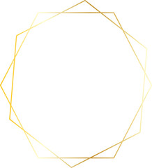 Gold geometric frame illustration on transparent background.