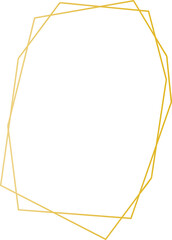 Gold geometric frame illustration on transparent background.