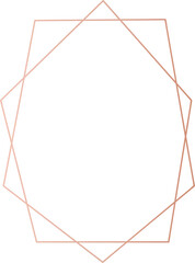 Gold geometric frame illustration on transparent background.