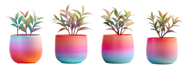 collection of ornamental plants on beautiful pink  pot, minimalistic plant decor.	
