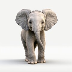 Obraz premium Adorable Baby Elephant Standing Alone with Big Ears and Gentle Eyes - Generative AI