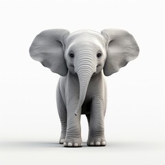 Fototapeta premium Adorable Baby Elephant Standing Alone with Big Ears and Gentle Eyes - Generative AI