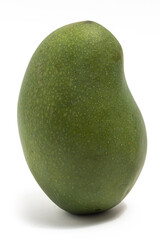 Fresh organic green mango delicious fruit side view isolated on white background clipping path